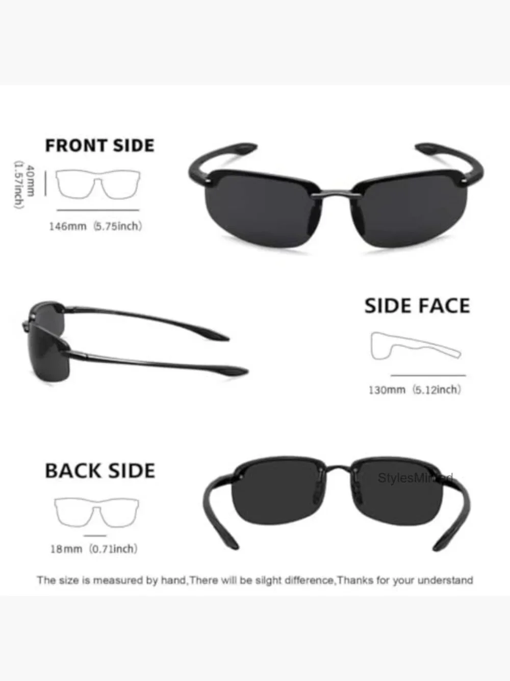 Polarized Sunglasses TR90 Rimless Frame UV400 Protection for Sports